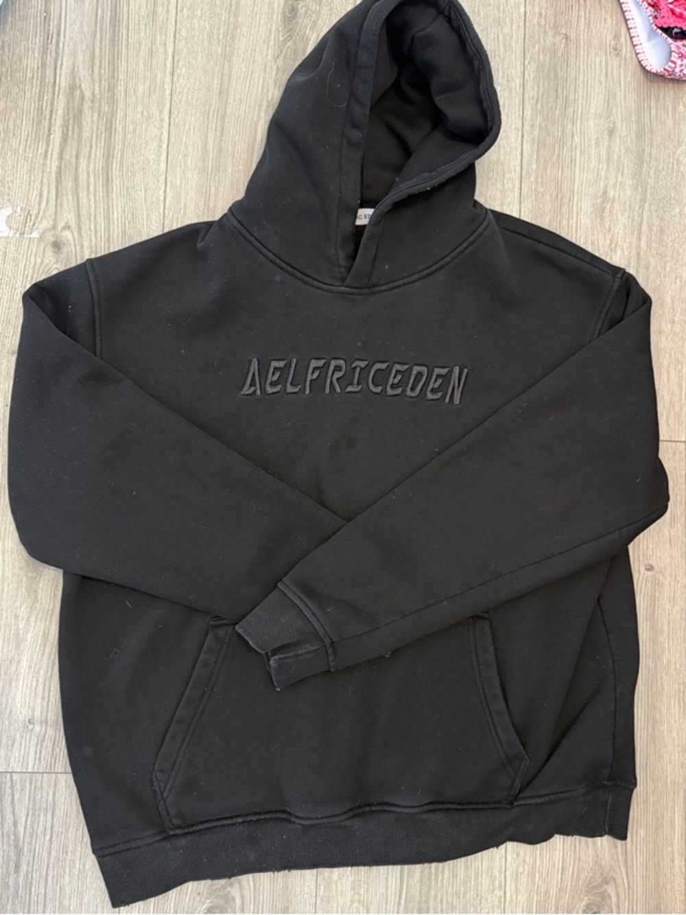 Aelfric Eden Black Embroidered Logo Hoodie